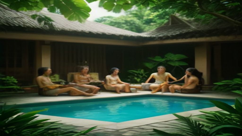 Suasana asri villa Jogja private dengan kolam renang pribadi untuk liburan keluarga.